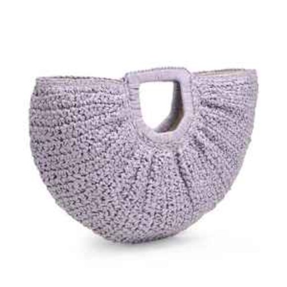 Urban Expressions- Tara Tote- Half Moon Straw Bag - Lilac - NWT - Picture 3 of 9